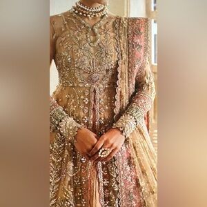 IBoutique Gold and Pink Embroidered Wedding Dress bust 37/38